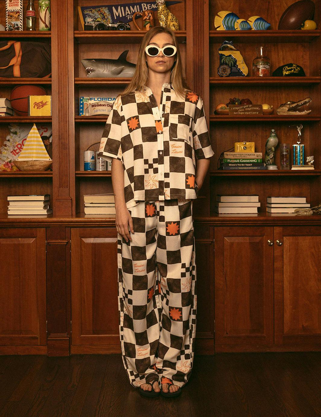 Check Beach Pant - Brown