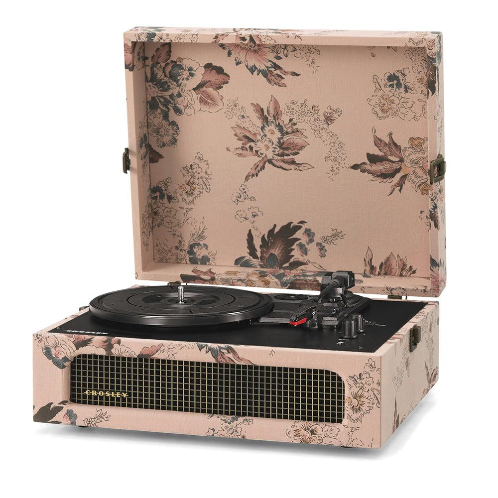 Crosley Voyager Bluetooth Portable Turntable + Turntable Stand Bundle - Floral