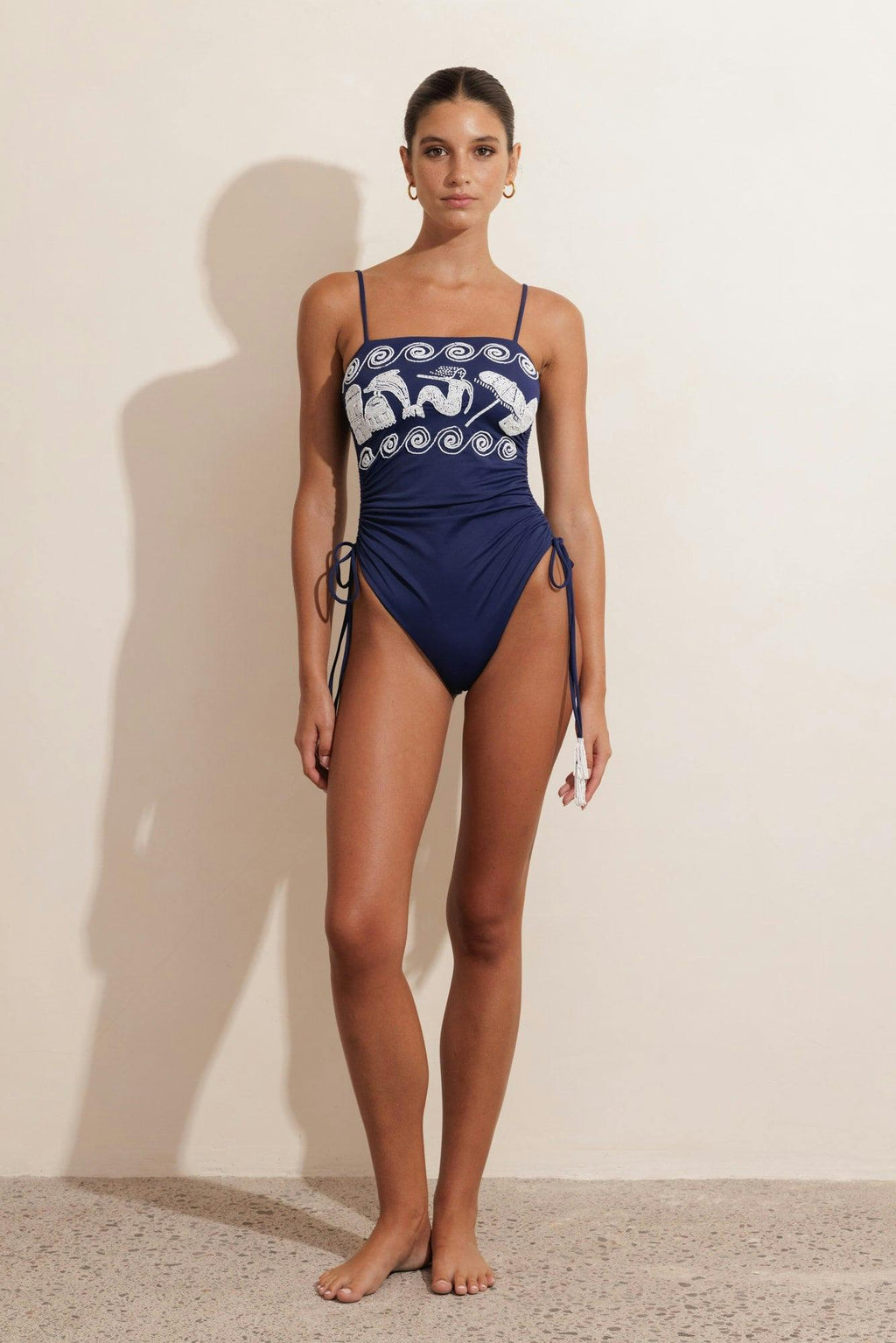 ATHENA BEADED MAILLOT - NAVY