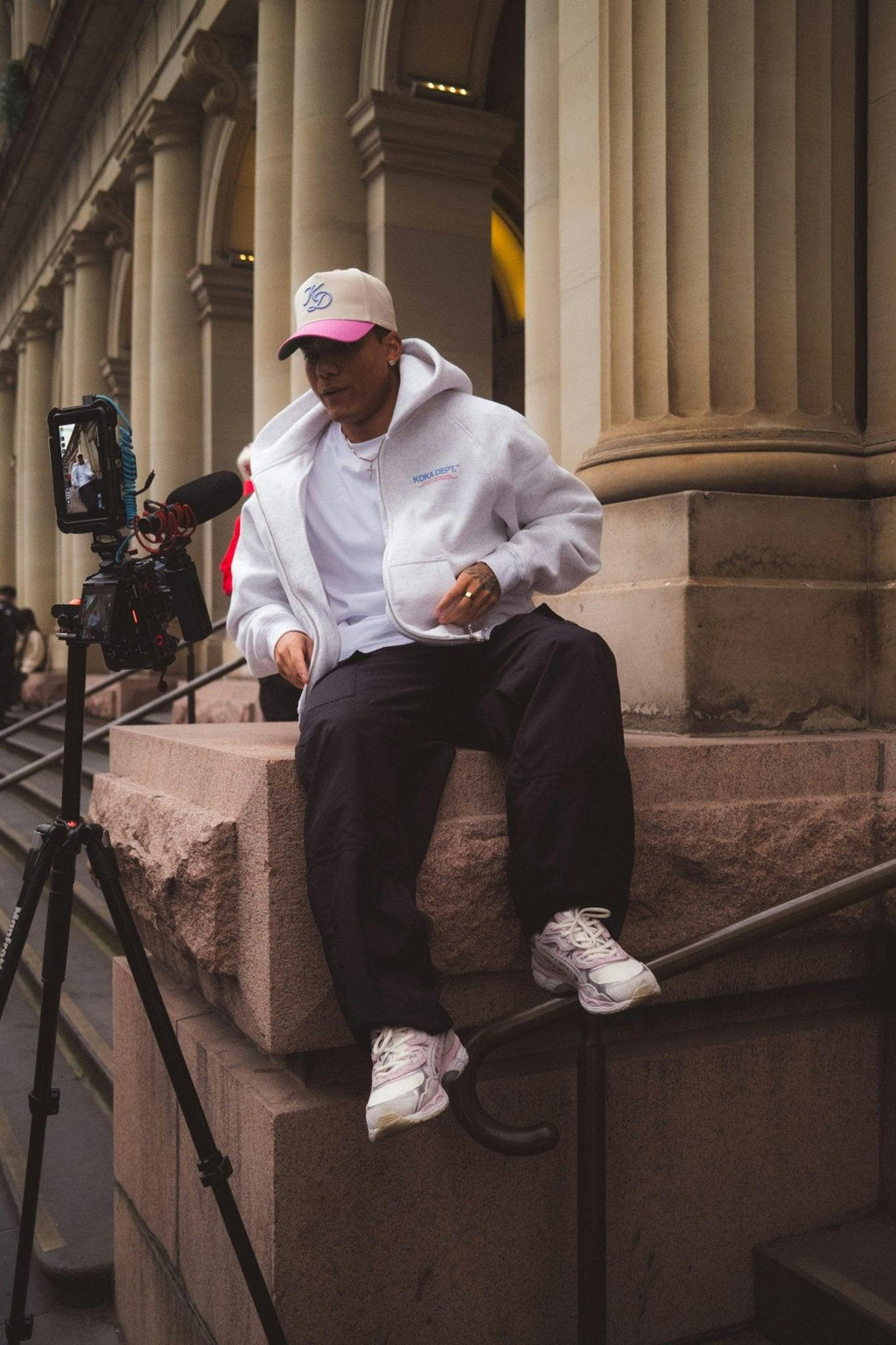 "KD" A-Frame Hat - Cream/Pink