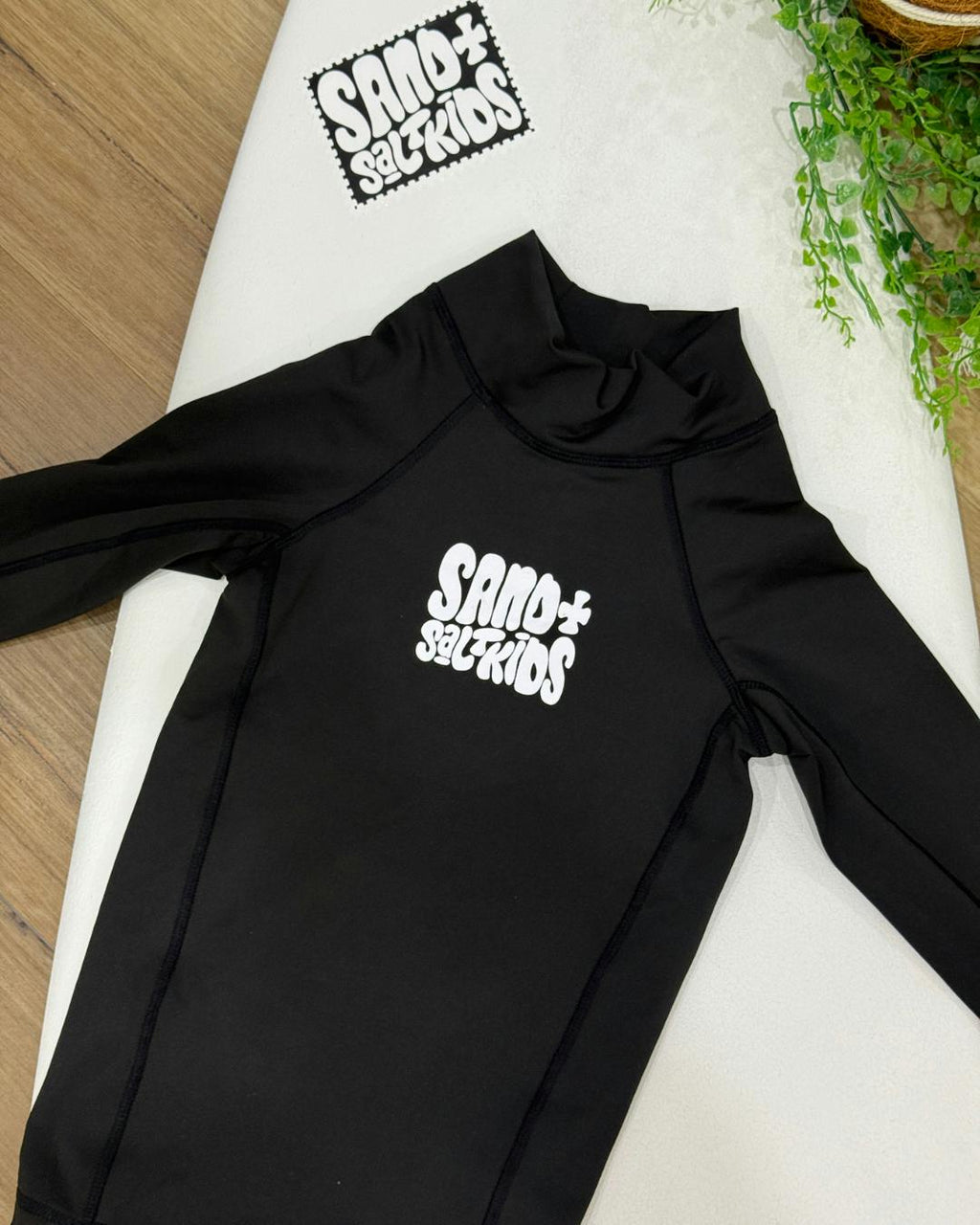 Kids Long Sleeve Rash Vest Black