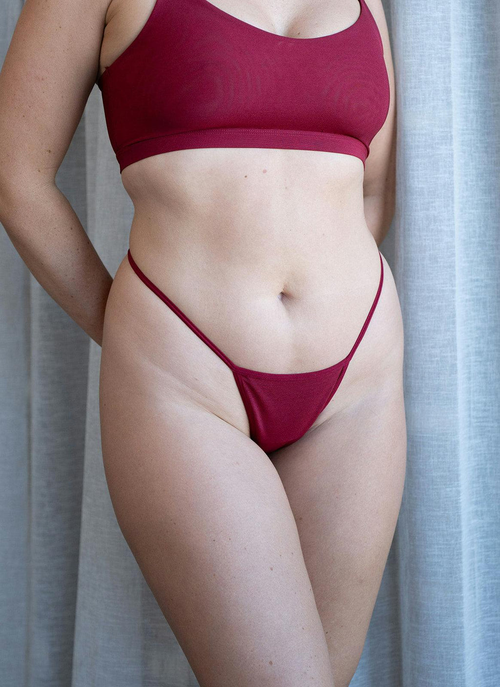 Micro Mesh G-String Underwear - Burgundy