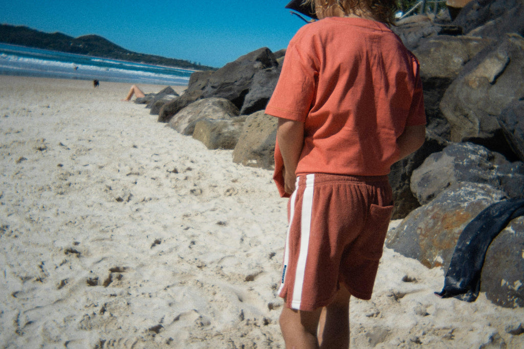 Mini Terry Towelling Shorts in Rust