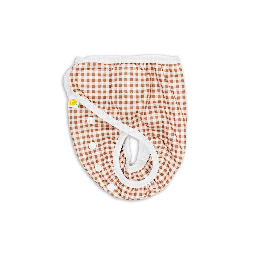 Adjustable Reusable Swim Nappy and Wet Bag - Fawn Gingham Check