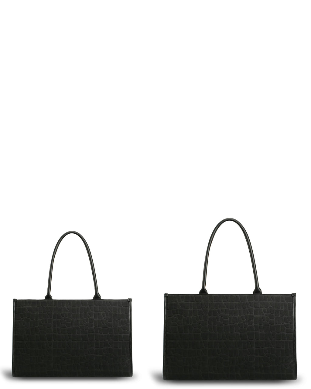 Prene | Compact: The Era Bag (BLACK SUEDE) Croc Embossed Tote Bag