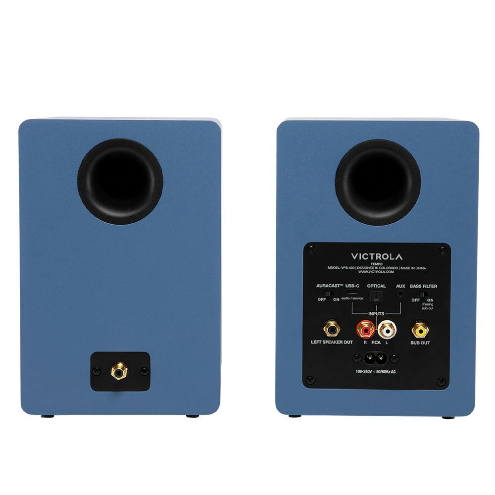 Victrola Tempo Bookshelf Speakers - Blue