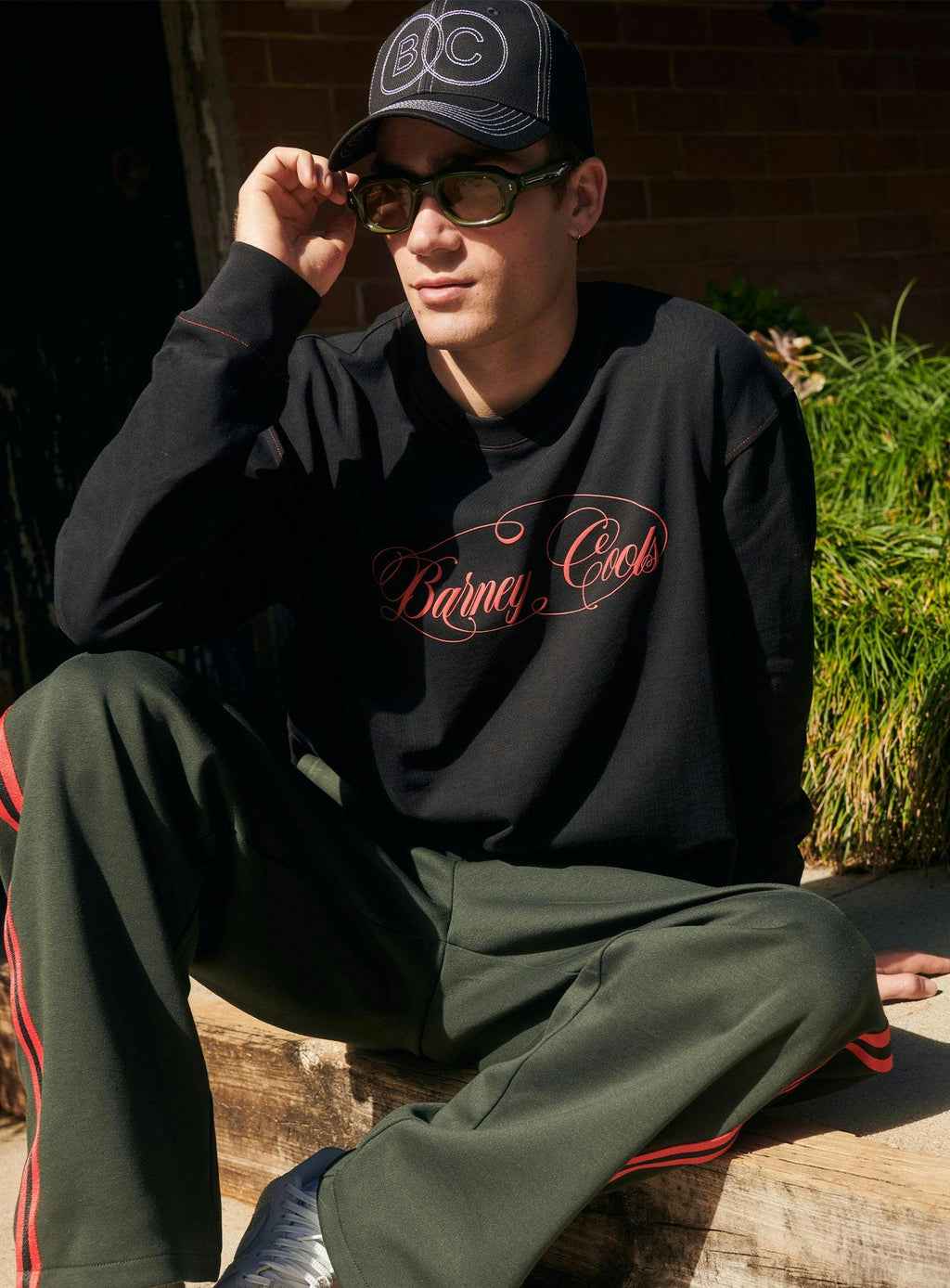 Script Crop LS T-shirt Black