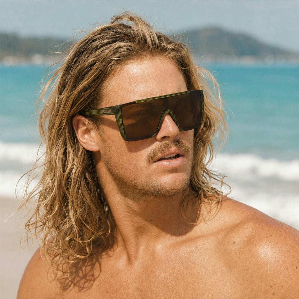 Equinox - Matte Translucent Olive Streak Frame Brown Polarized Lens
