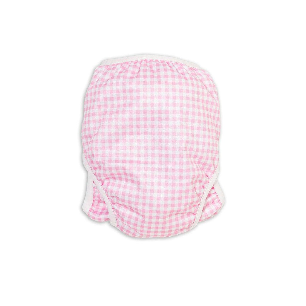 Adjustable Reusable Swim Nappy and Wet Bag - Pink Gingham Check