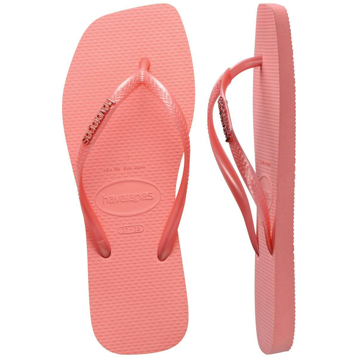 Slim Square Metal Logo Thongs