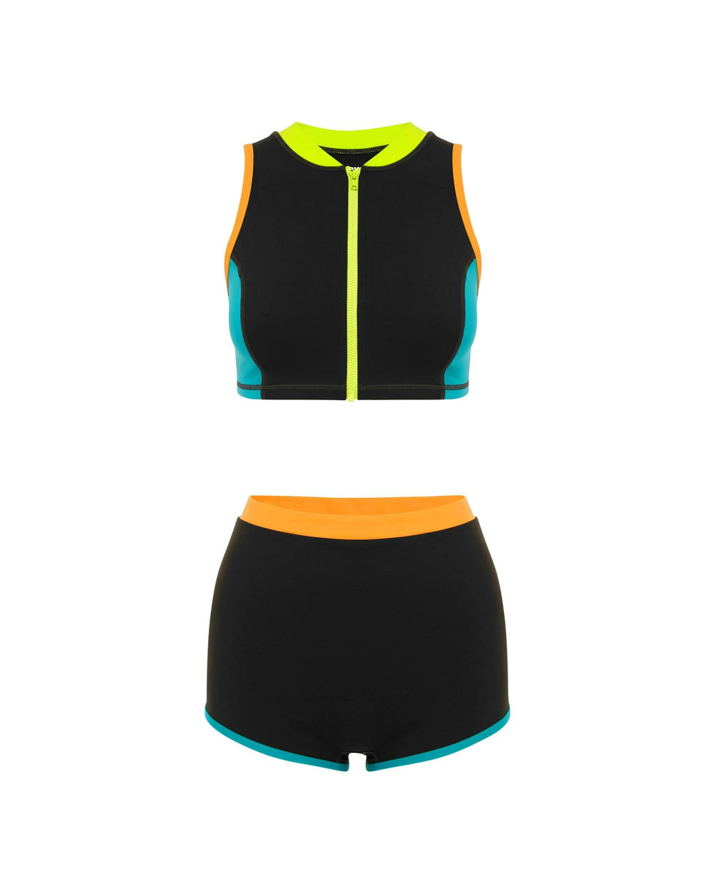 THE CONTOUR ZIP CROP TOP - COAL CRUSH