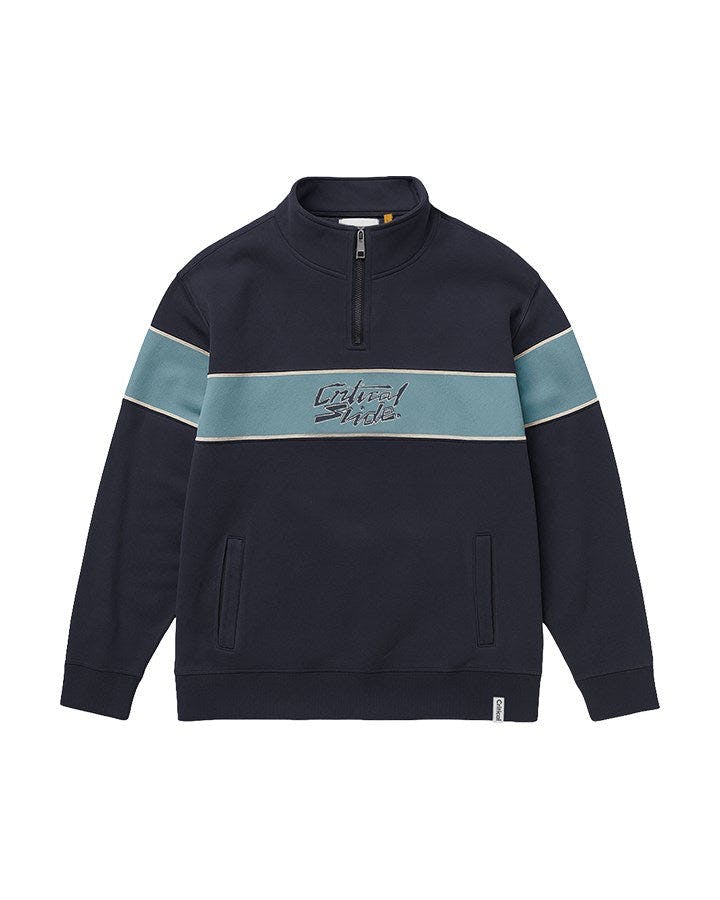 Buzzed Panel 1/4 Zip Crew - Blue