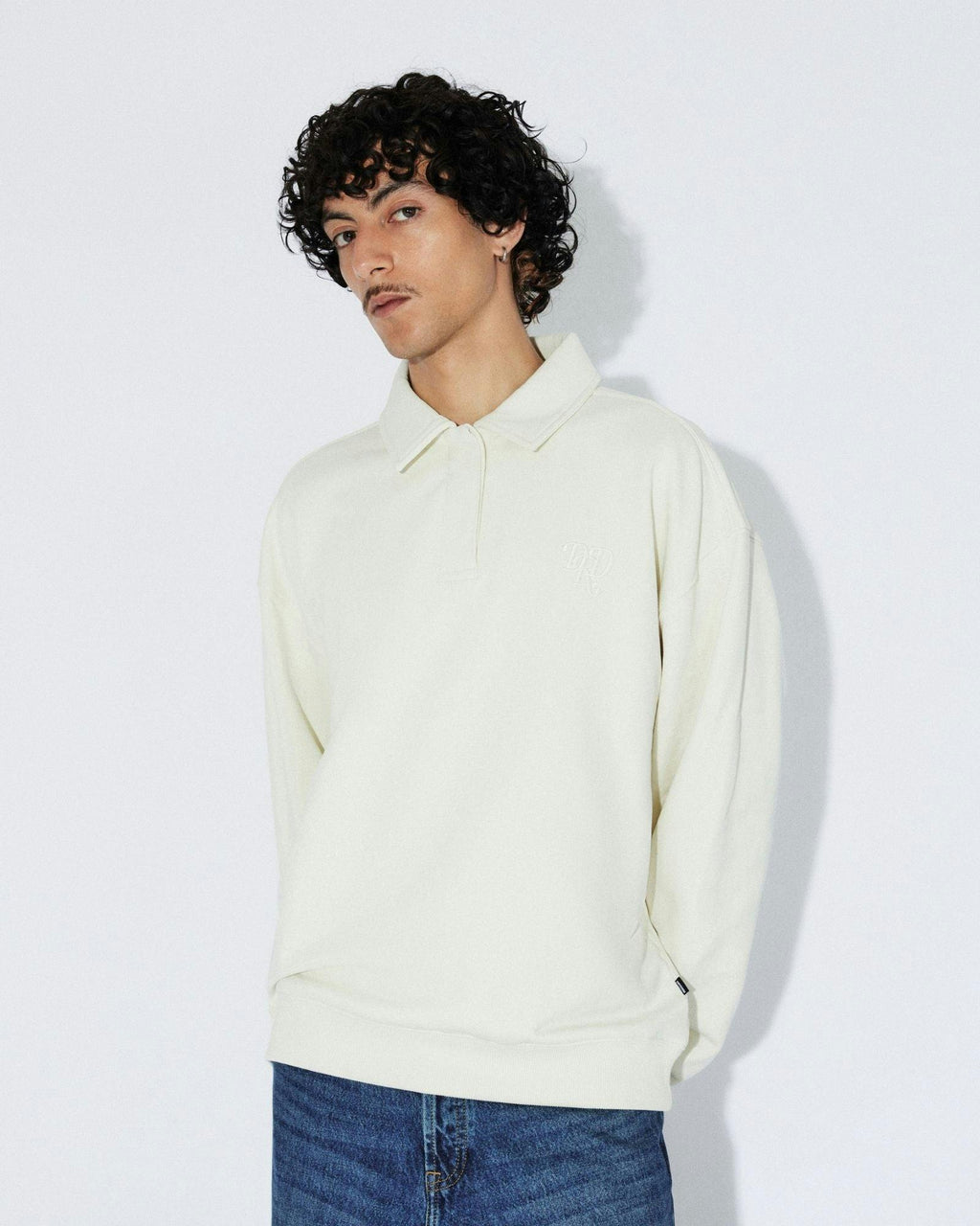 Brady Collar Sweat - Ecru Mono