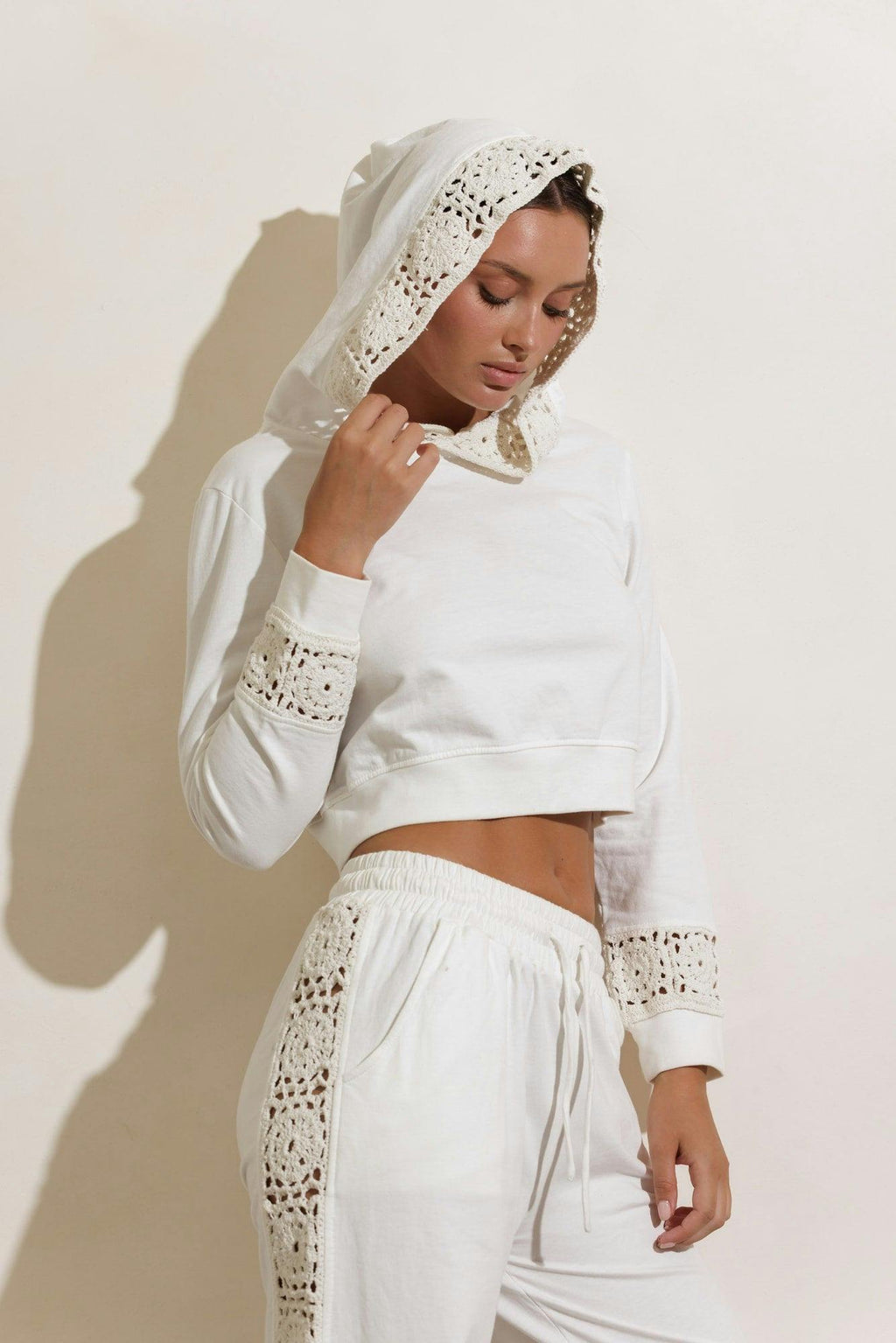 DRIFT CROCHET TRACK PANTS - CREAM
