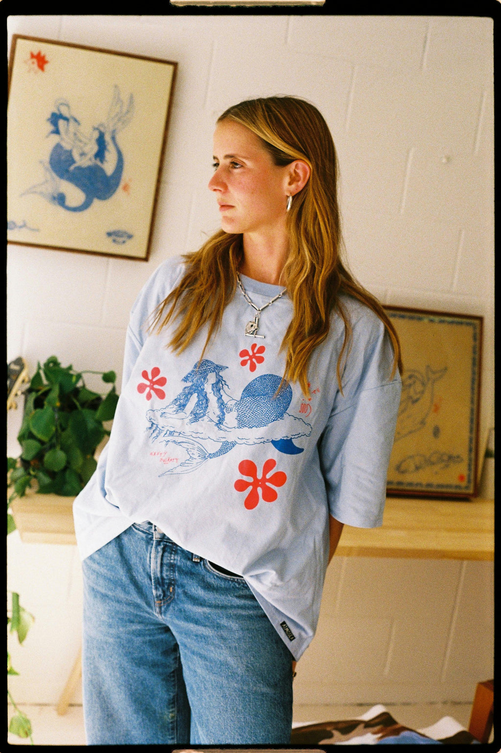 Cloud Surfing by Easty Beasty in Baby Blue - Artist Collaboration Tee