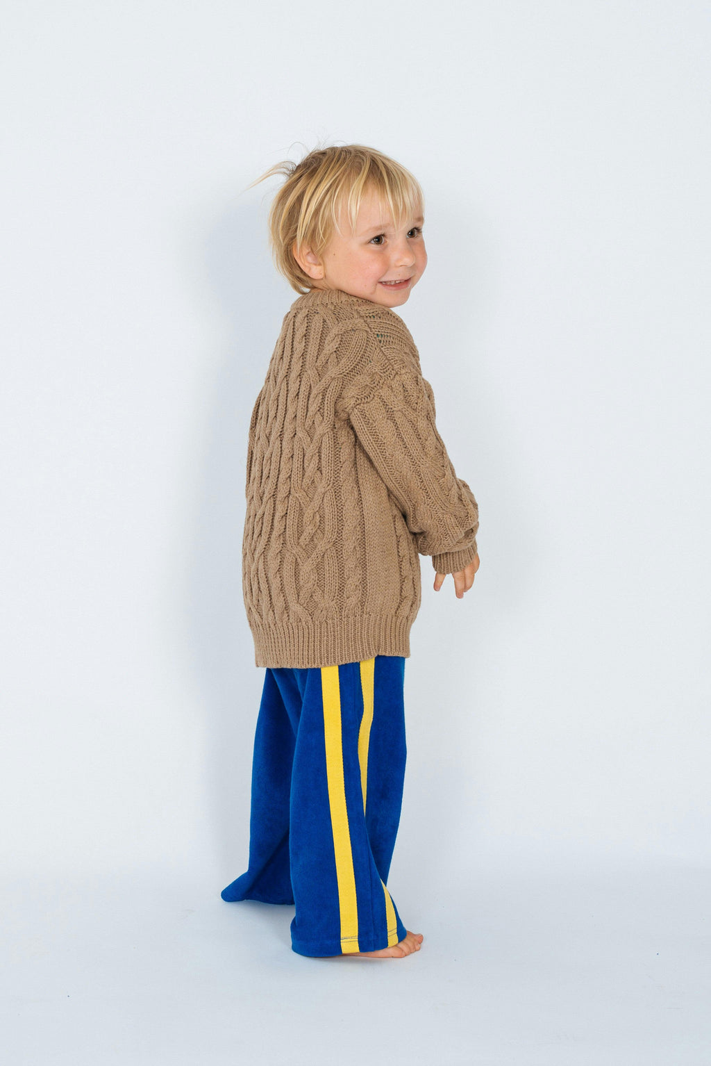 Mini Terry Pant in Cobalt and Yellow Canvas Stripe