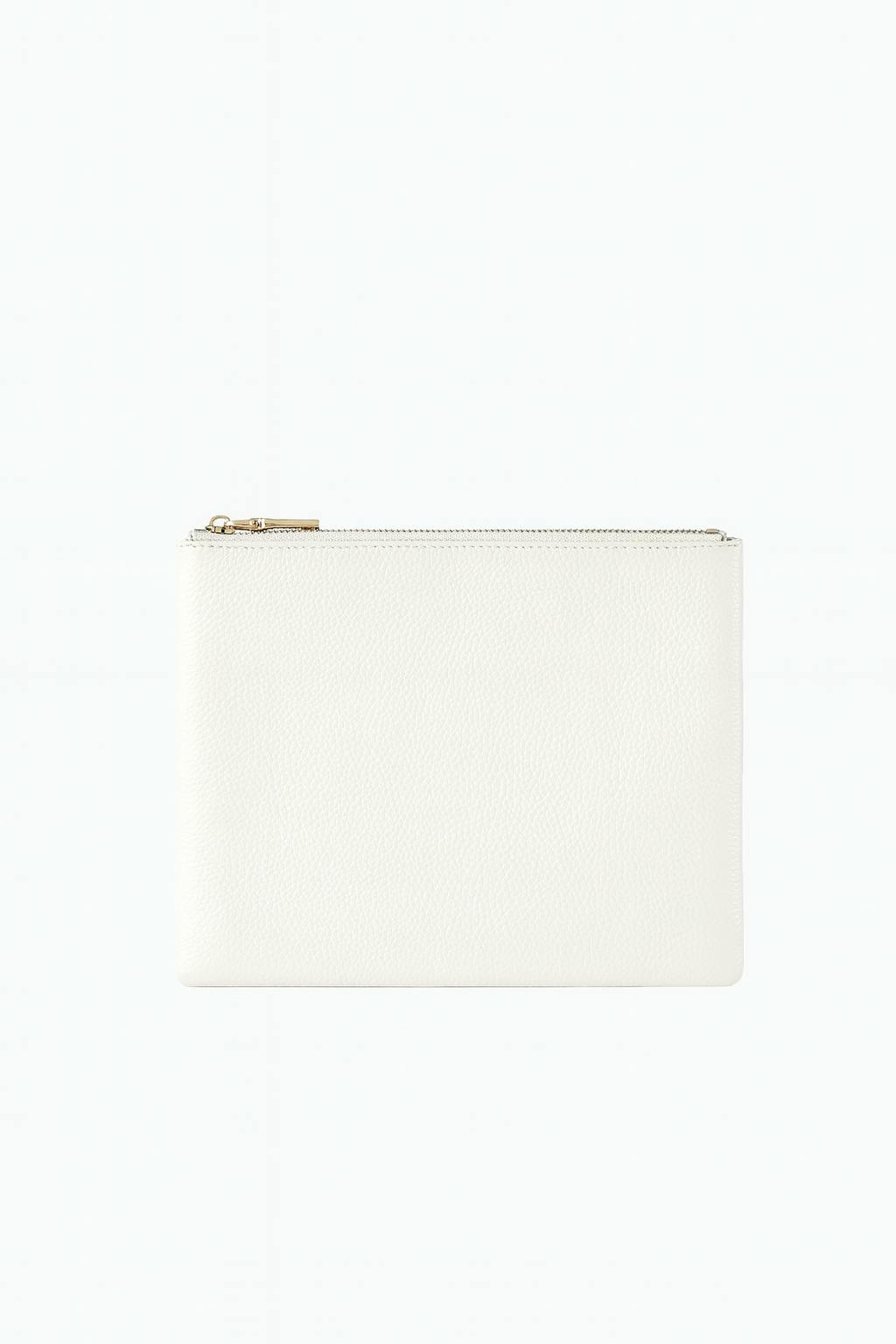 Classic Leather Clutch | White Gold