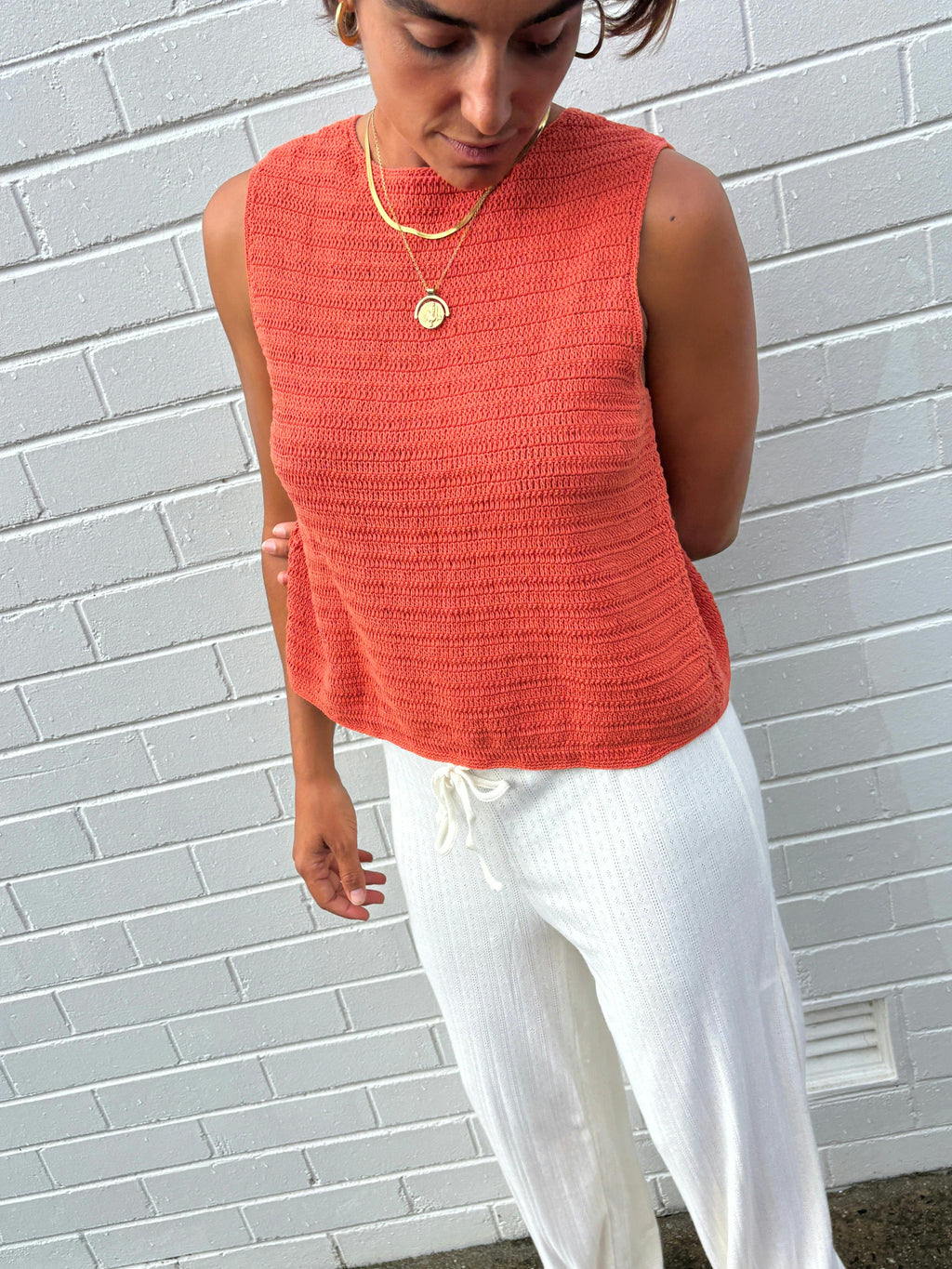 Beach PJ Pant In Cream Pointelle