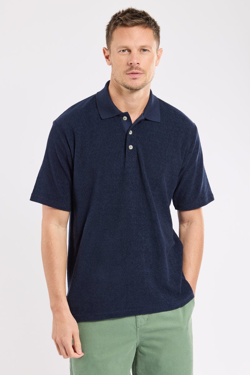 Armor Lux Heritage Terry Polo in Marine Deep