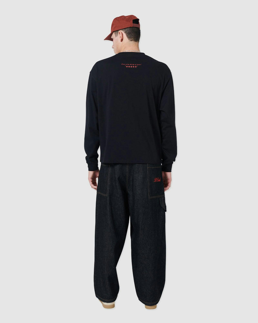 Script Crop LS T-shirt Black
