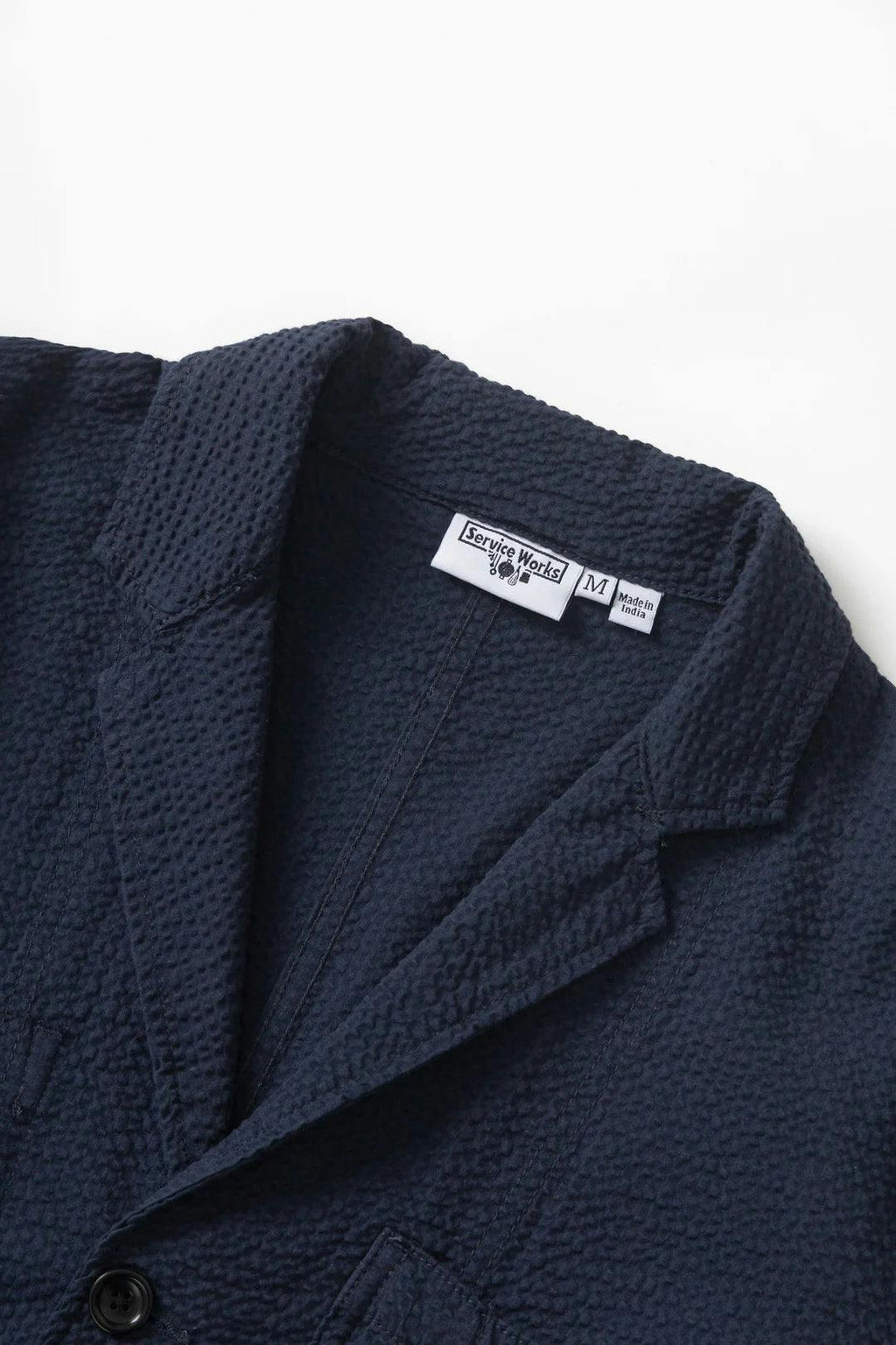 Service Works Seersucker Server Suit Jacket in Dark Navy