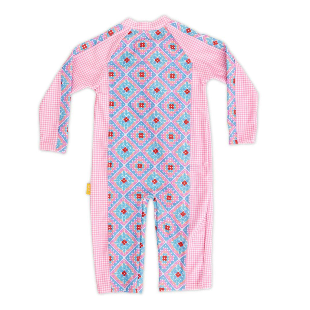 Tyoub Baby Sun-Safe Zip-Up Swimsuit Petal Patchwork