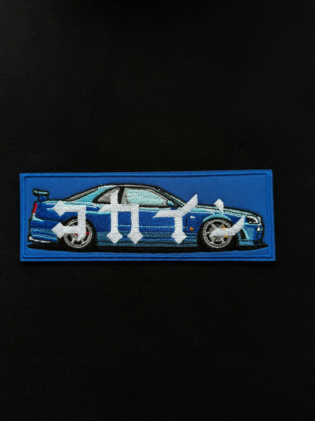 "R34" Blue Patch Hoodie // BLACK
