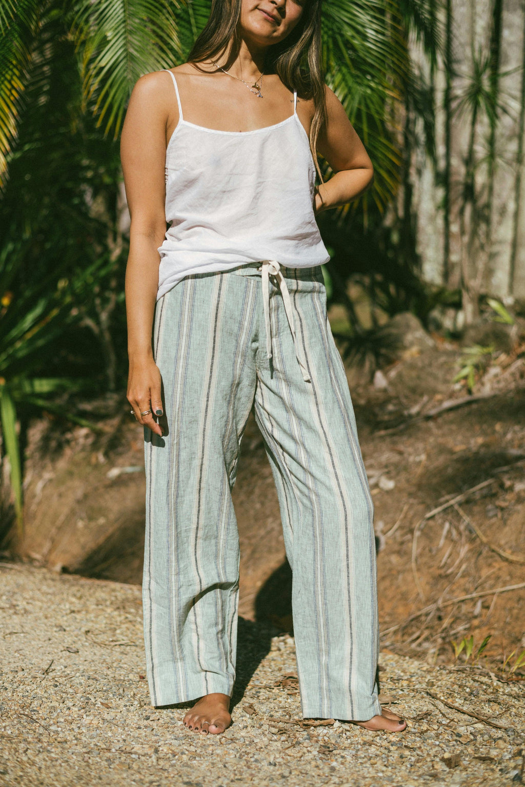 Lace Up Pant in Holiday Stripe