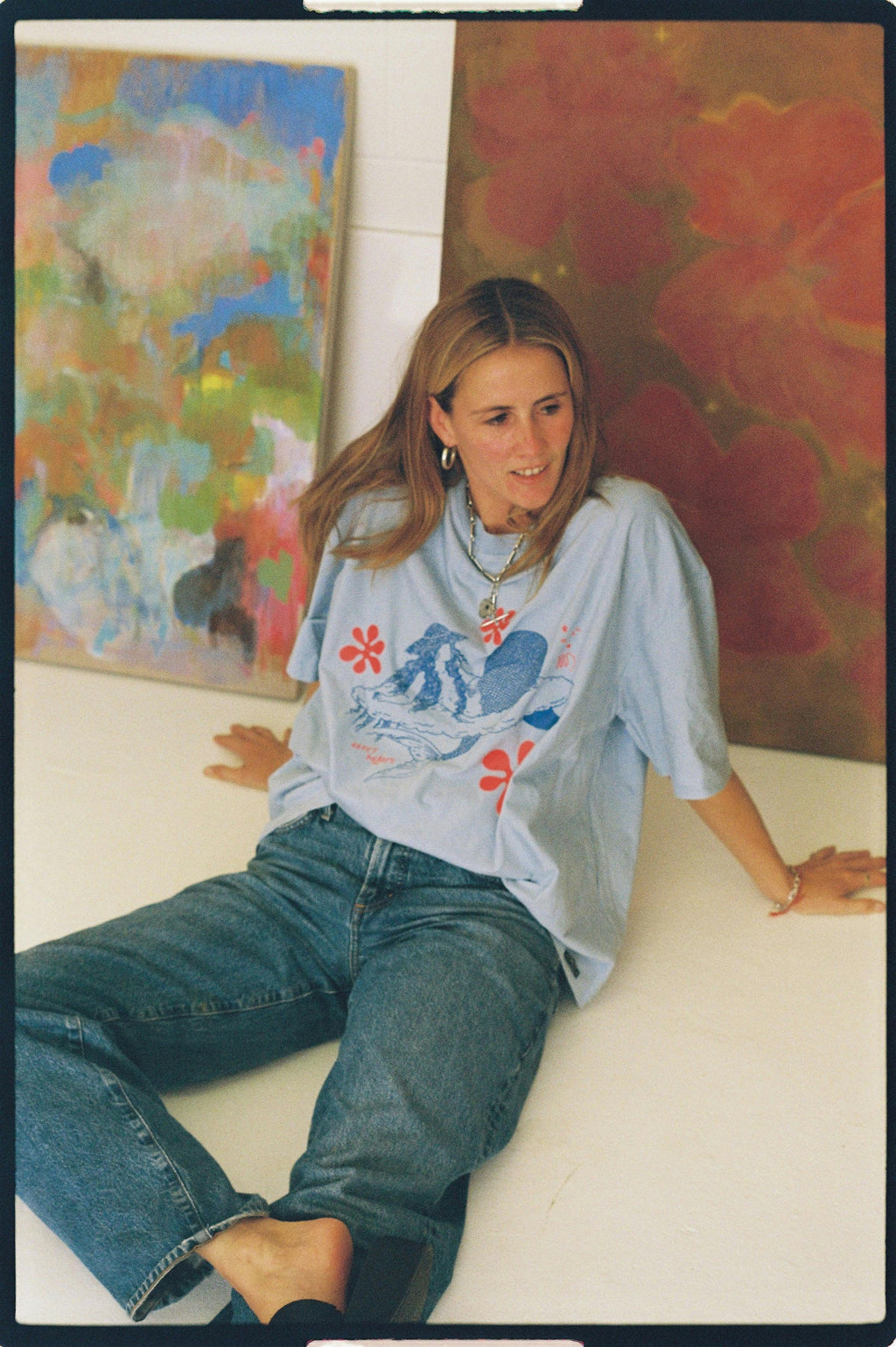 Cloud Surfing by Easty Beasty in Baby Blue - Artist Collaboration Tee