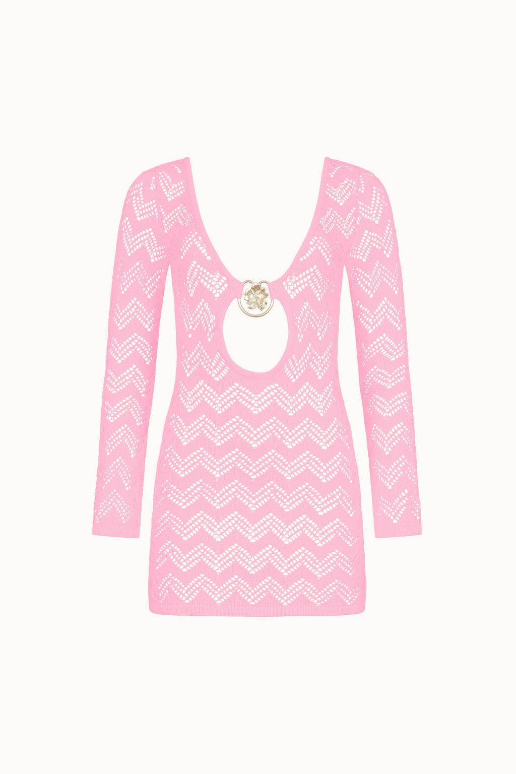 RESORT KNIT LONG SLEEVE DRESS - PINK