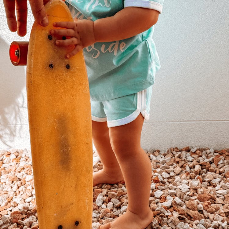 Retro Shorts Kids- Aqua