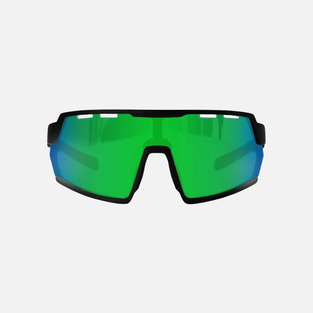 Legacy - Matte Black Frame Green Rubber Arm, Rose Lens with Green Iridium plus Venting