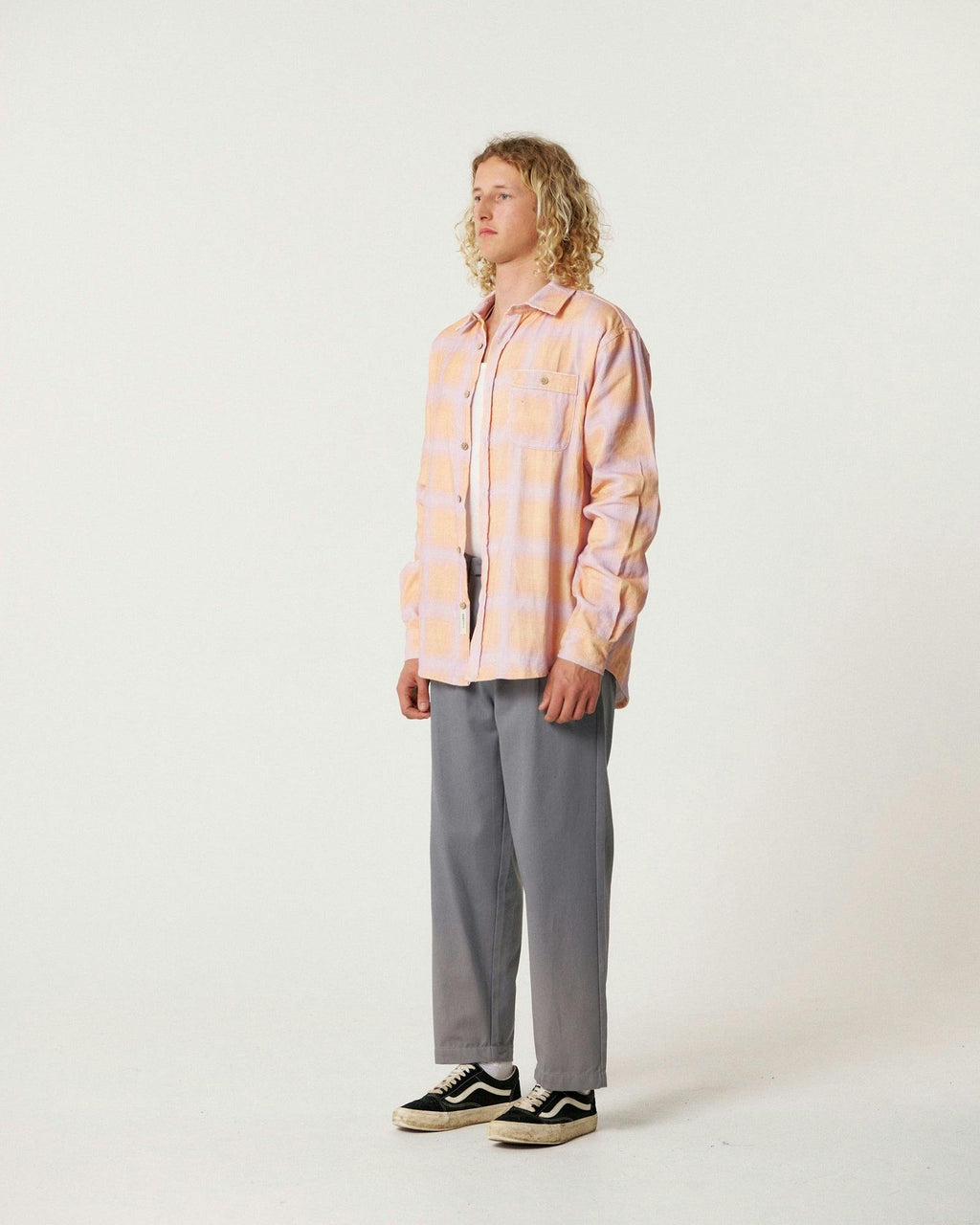 Fusion Cord Long Sleeve Shirt - Coral