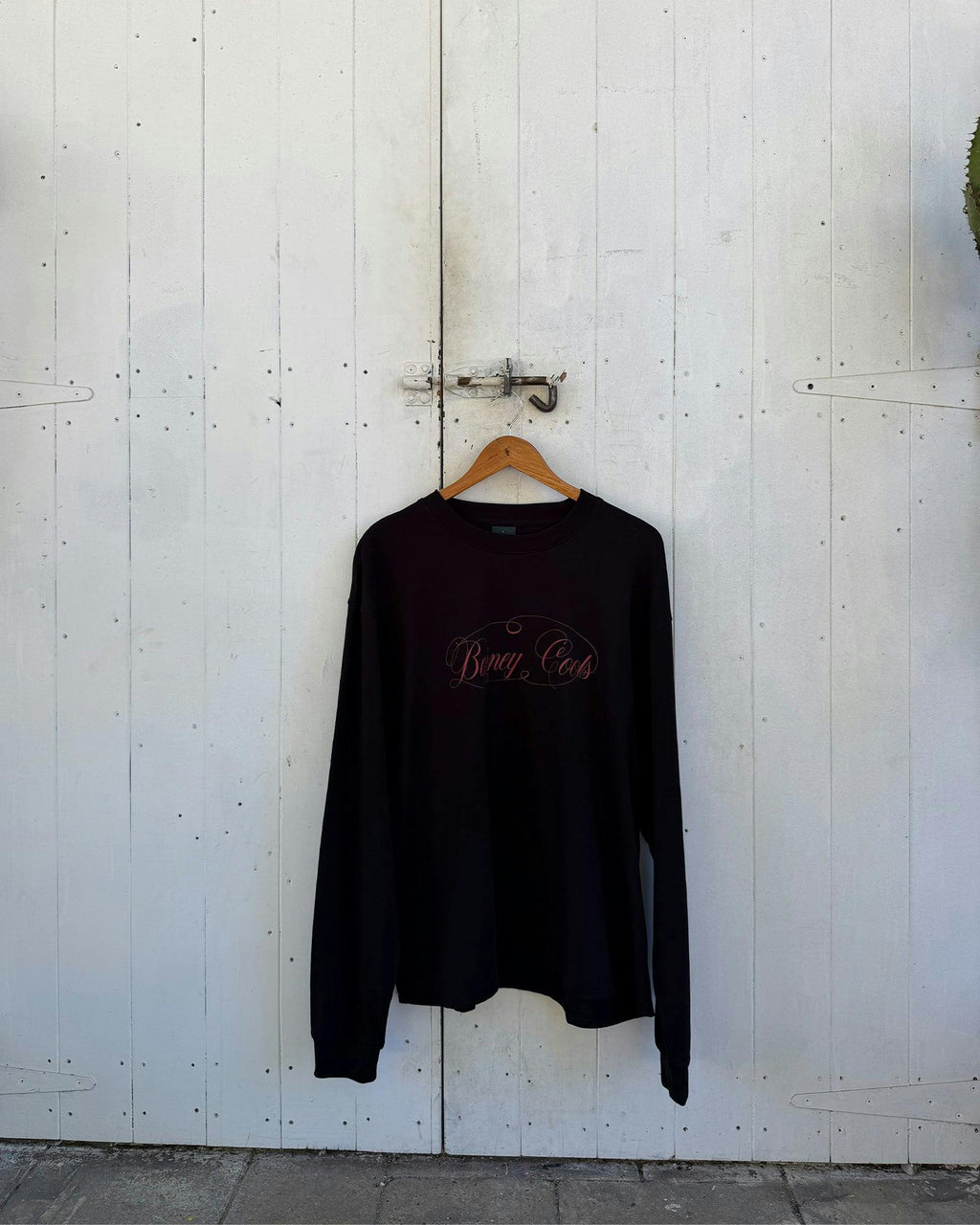 Script Crop LS T-shirt Black