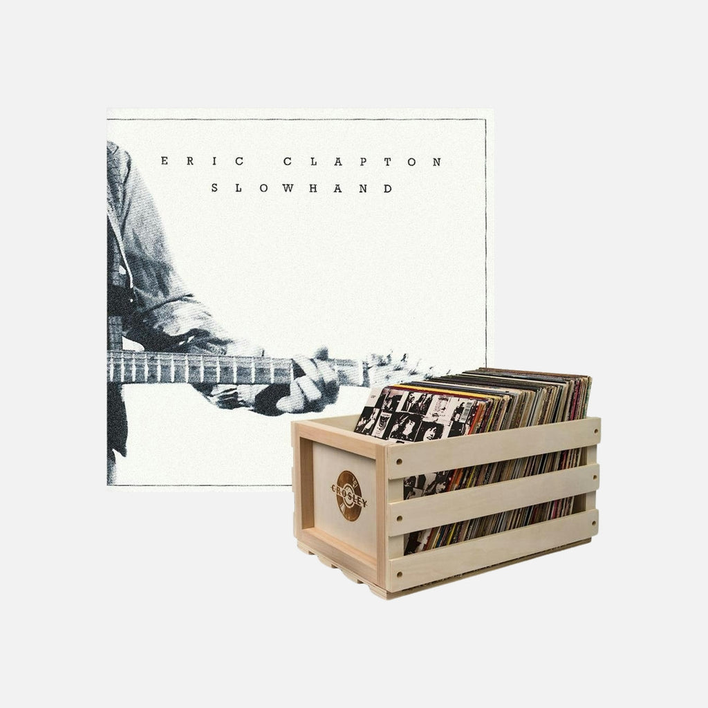 Crosley Record Storage Crate & Eric Clapton Slowhand 35th Anniversary - Vinyl Album Bundle