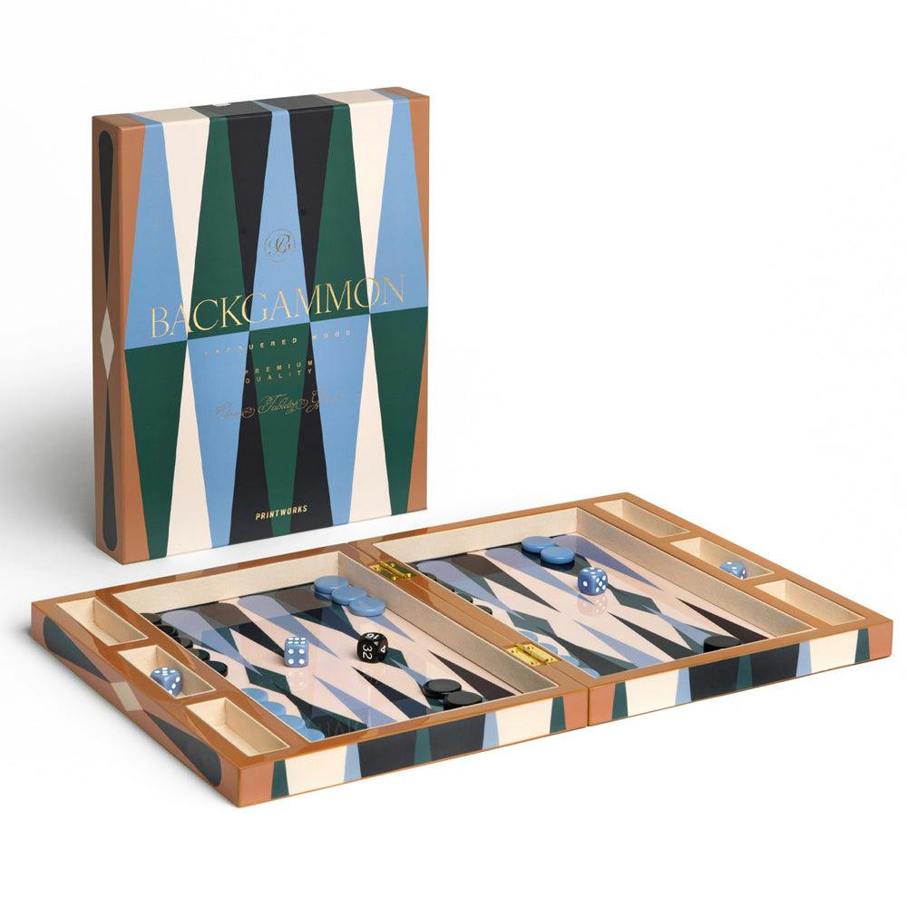 Printworks Lacquered Backgammon-Blue