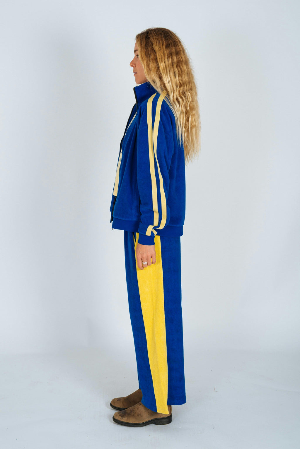 Après Surf Panel Pant in Blue & Yellow