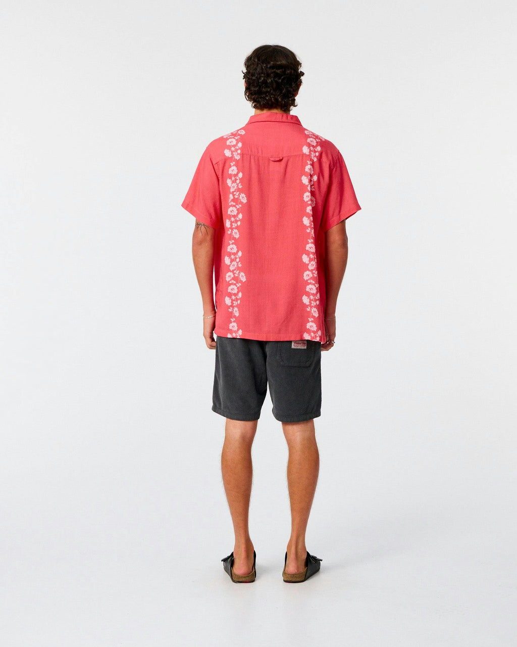 Peace Floral Linen Shirt - Washed Red