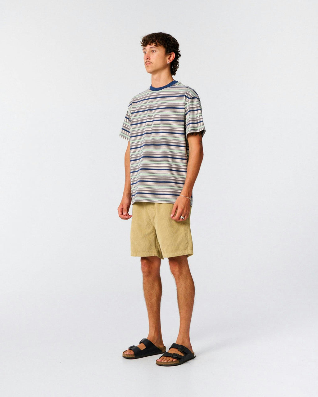 Sun Cured Stripe Tee - Worker Blue