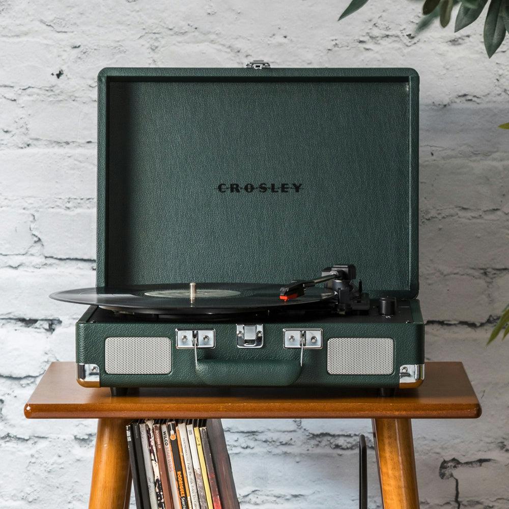 Crosley Cruiser Bluetooth Portable Turntable + Crosley Turntable  Stand Bundle - Emerald Green
