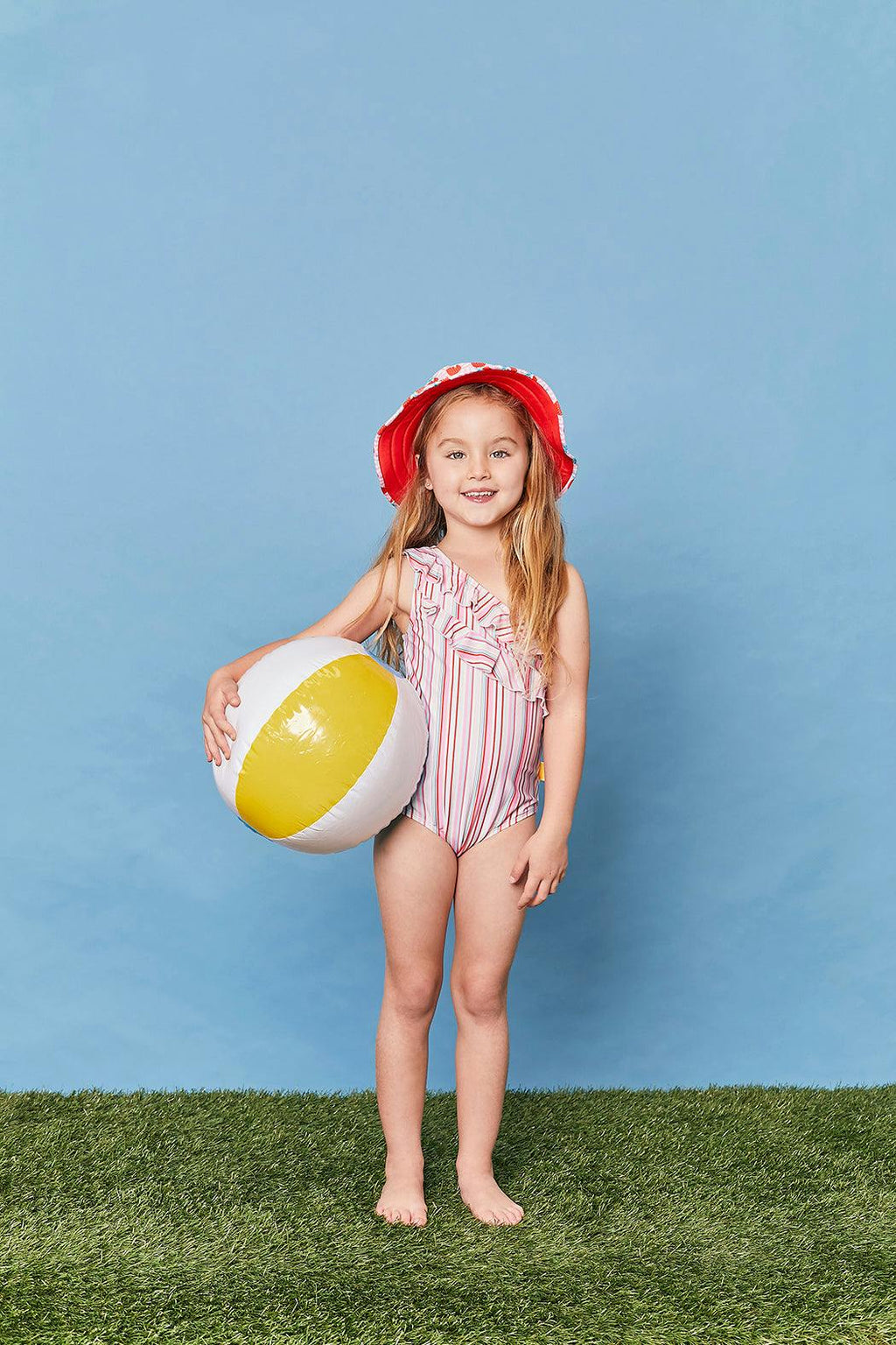 Tyoub One-shoulder One-Piece Eco Swimsuit Gelato Stripe Girls