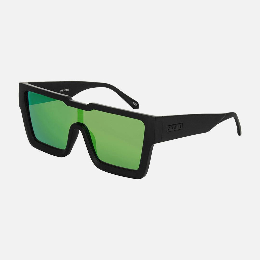 The Vegas -  Matt Black Frame with Grey lens with Green Iridium