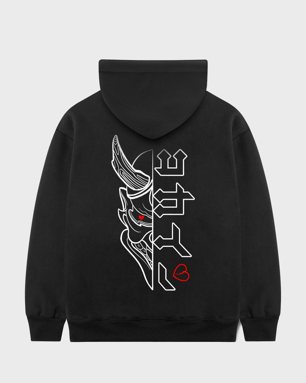"Hanbun Hannya" Hoodie // BLACK