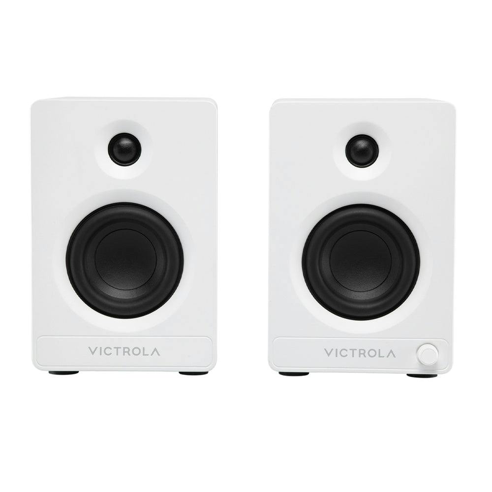 Victrola Automatic Turntable + Victrola Tempo Bookshelf Speakers Bundle - White