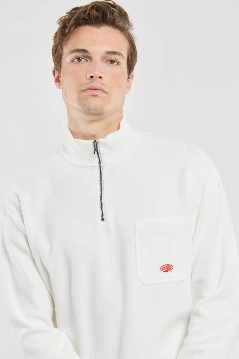 Armor Lux Heritage Cotton Quarter Zip in Milk