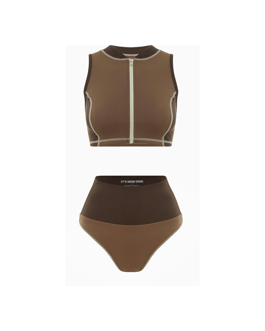 THE CONTOUR ZIP CROP TOP - TORTOISE