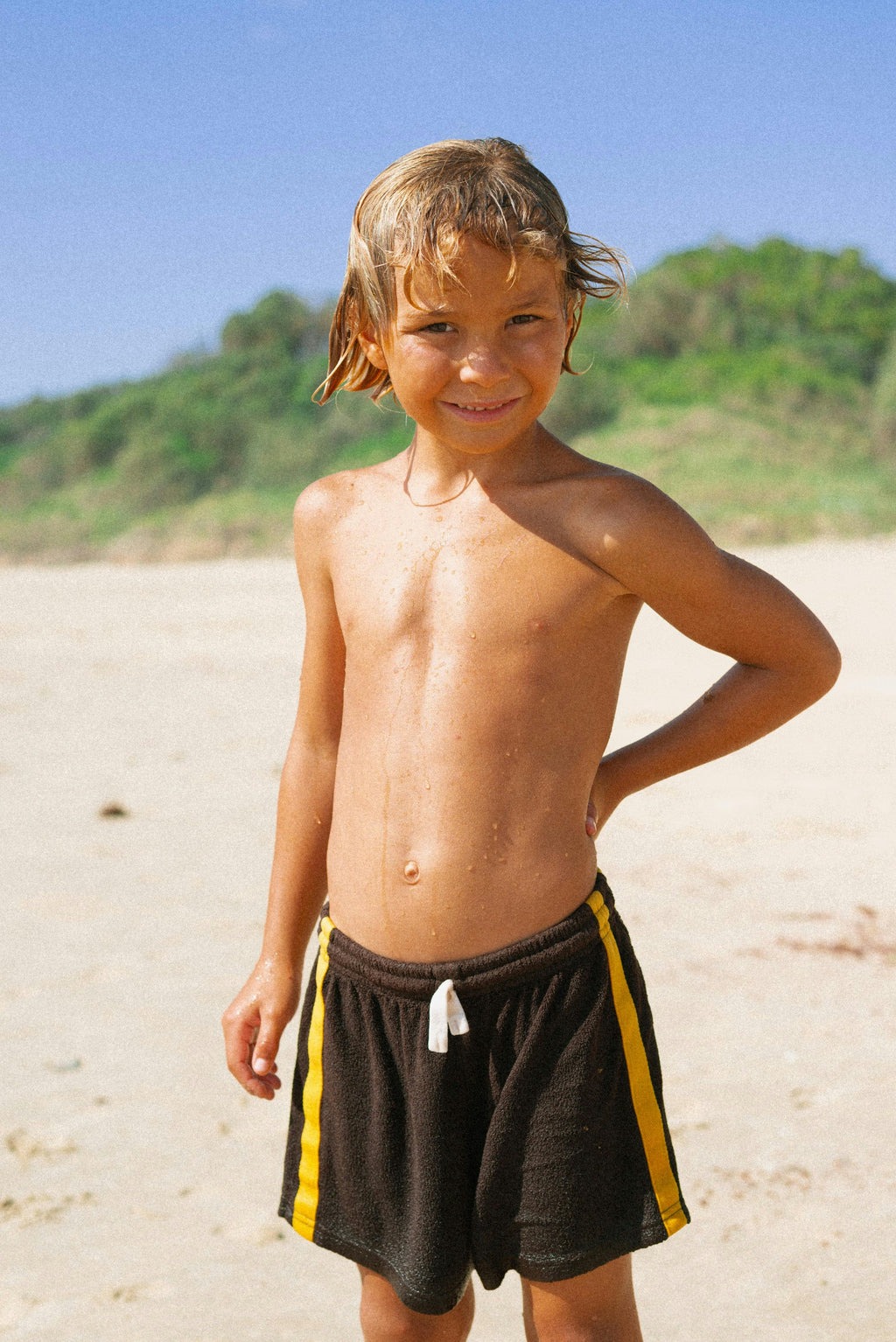 Mini Terry Toweling Shorts in Chocolate Mango