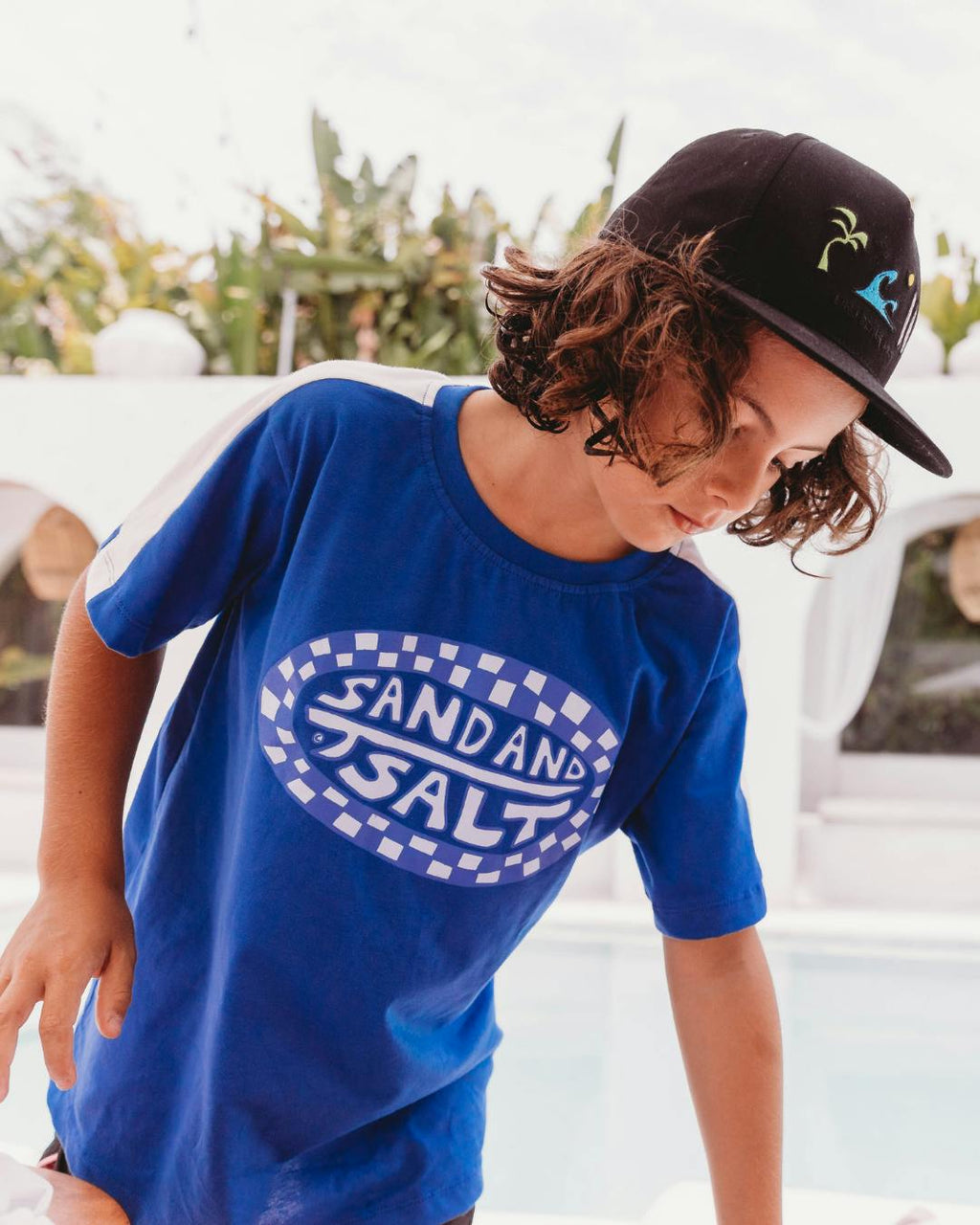 Sand + Salt Kids Blue Checker Tee