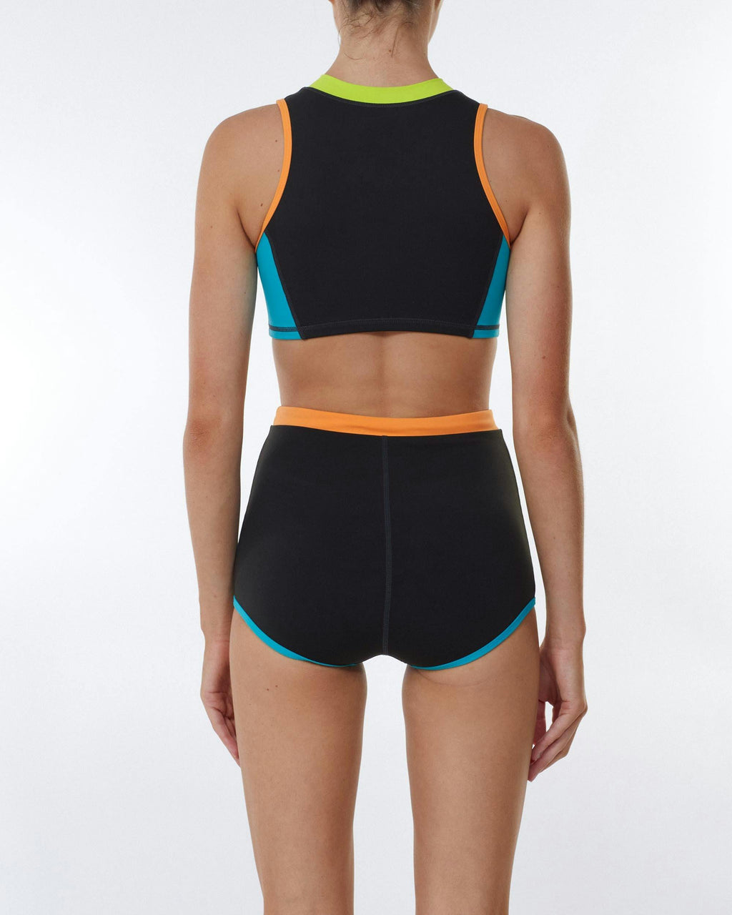 THE CONTOUR ZIP CROP TOP - COAL CRUSH