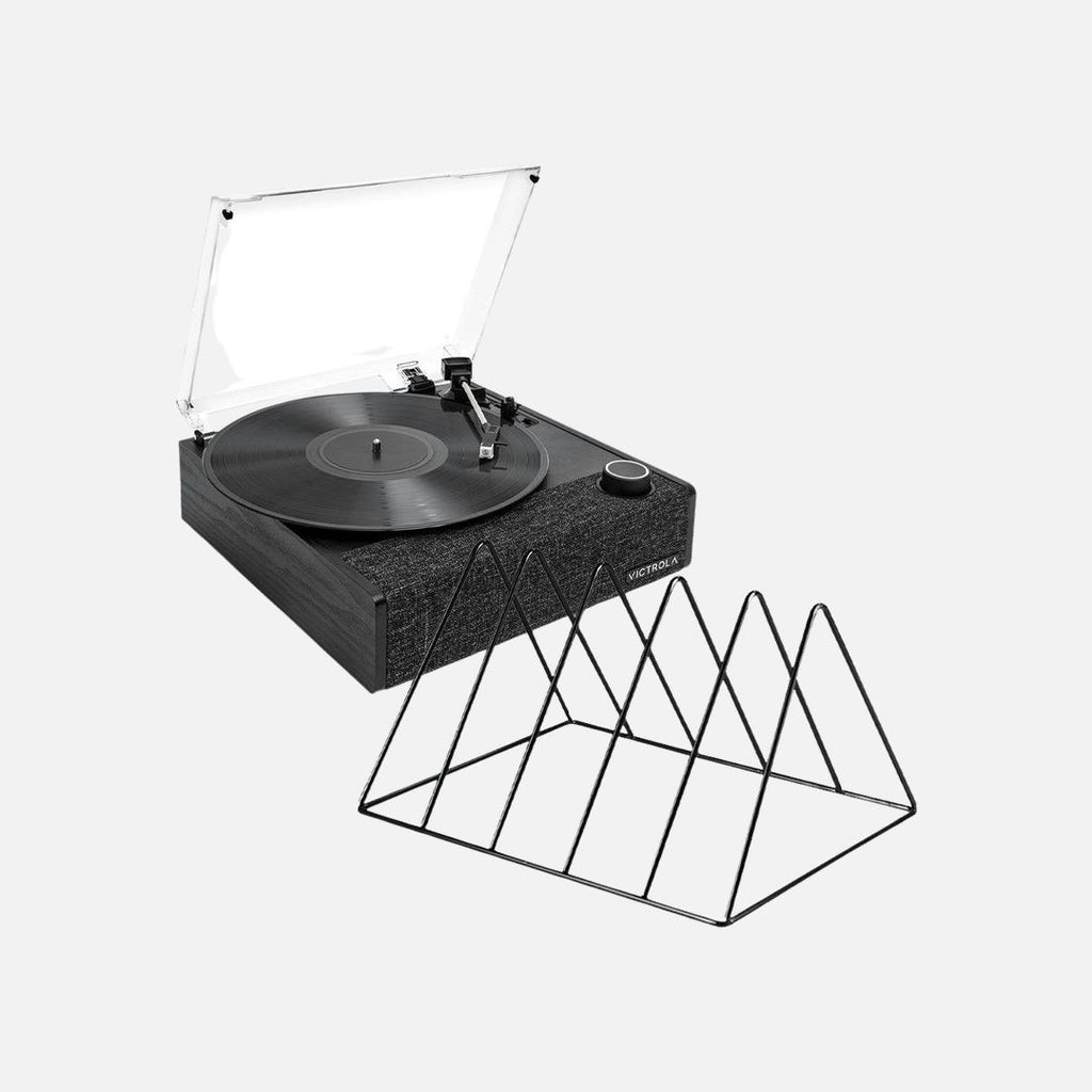 Victrola Eastwood II Turntable - Black + Gadhouse Vinyl Rack Bundle - Black
